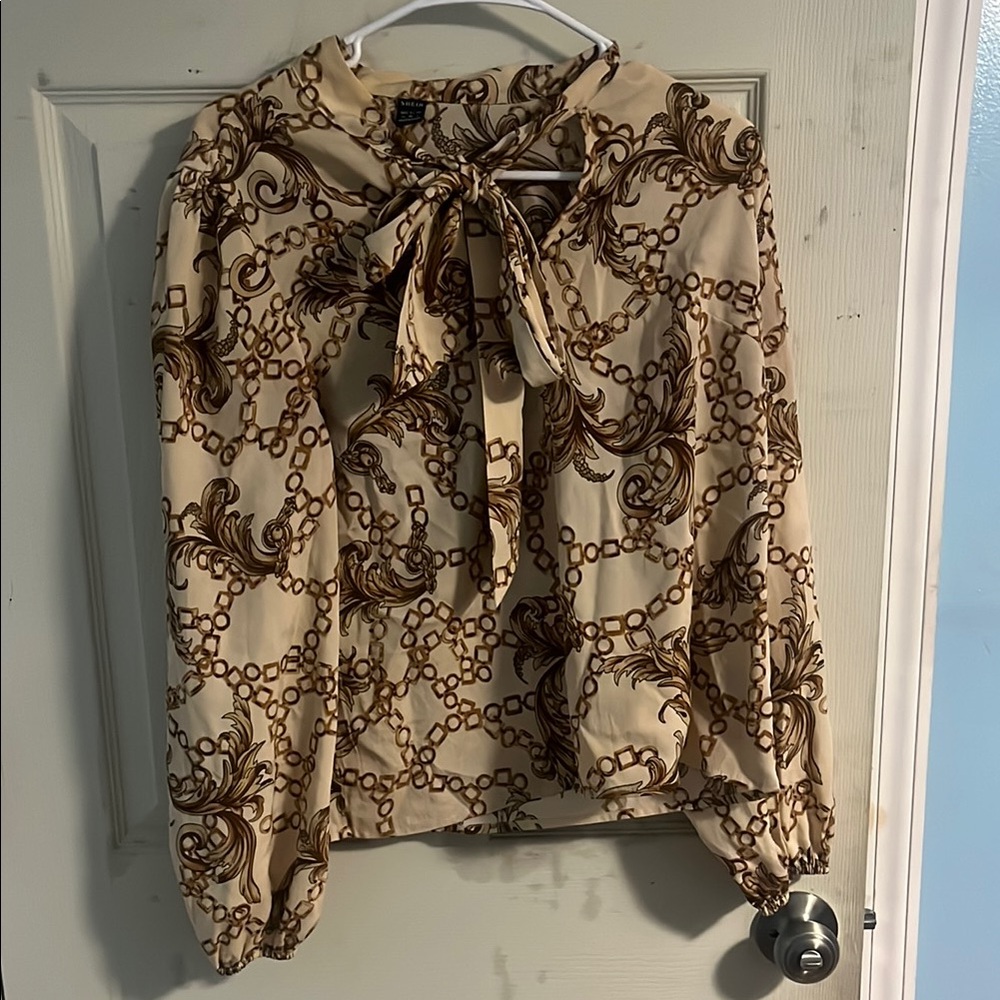 Elegant Cream and Brown Women's Top